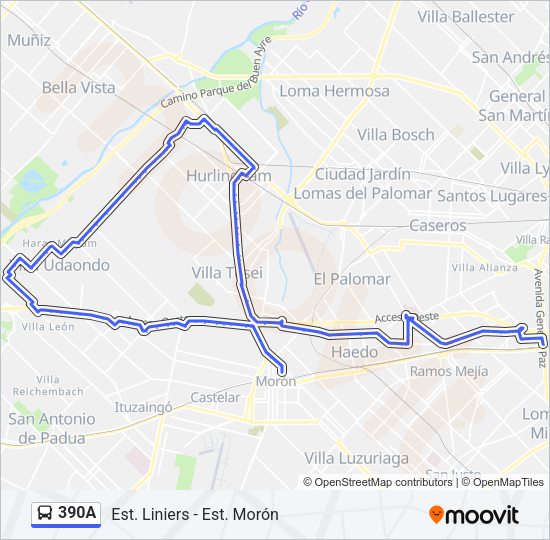 Mapa de 390A de Colectivo