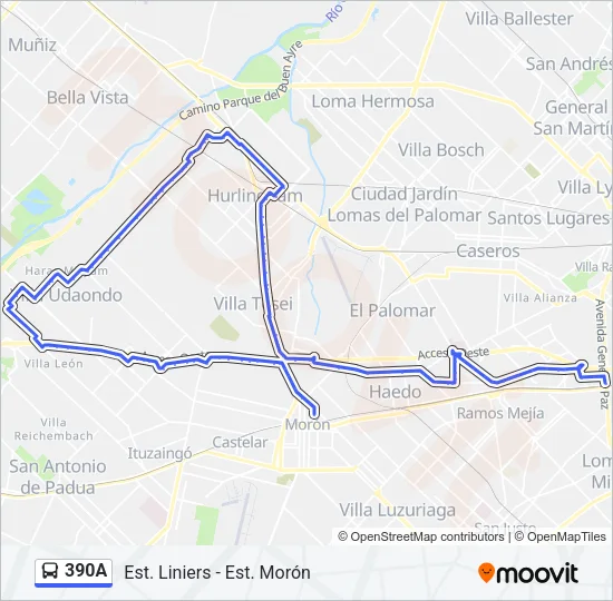 390A Colectivo Line Map
