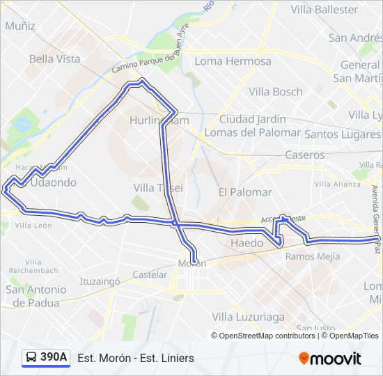 Mapa de 390A de Colectivo