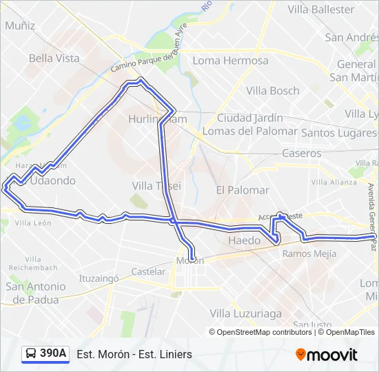 390A Colectivo Line Map