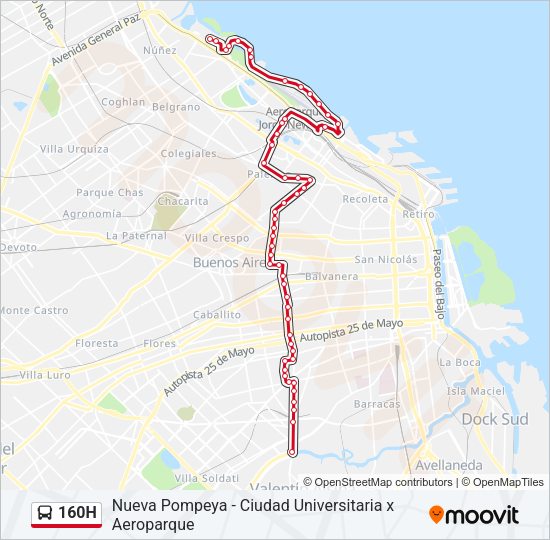 160H Colectivo Line Map