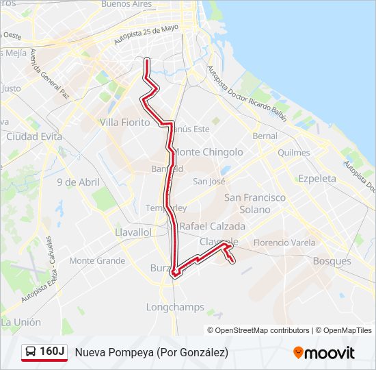 Mapa de 160J de Colectivo