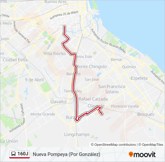 160J Colectivo Line Map