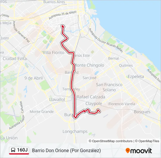 160J Colectivo Line Map