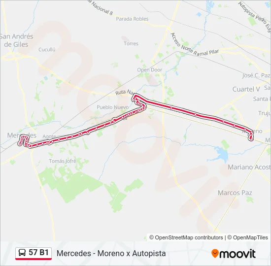 57 B1 Colectivo Line Map