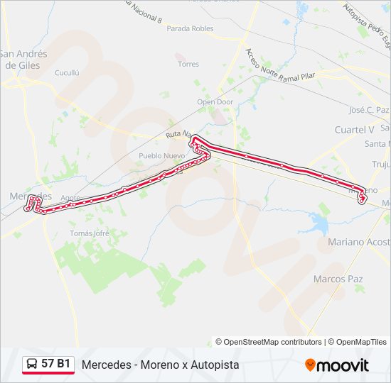 Mapa de 57 B1 de Colectivo