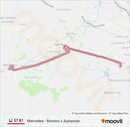 57 B1 Colectivo Line Map
