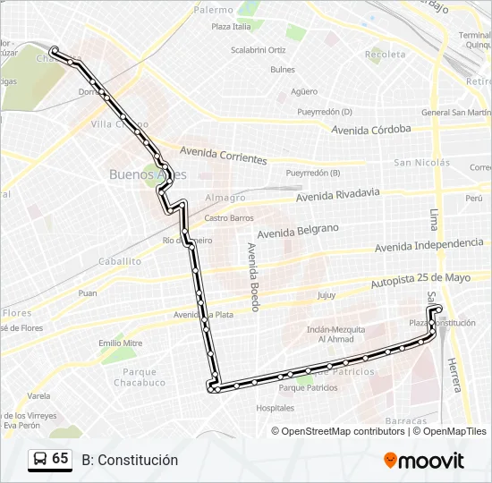 65 Colectivo Line Map