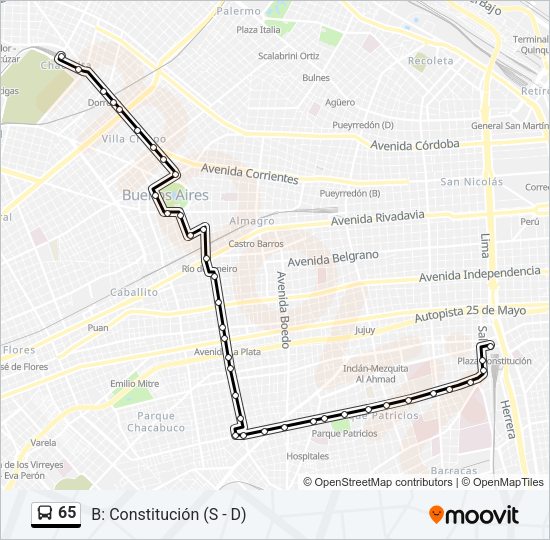 Mapa de 65 de Colectivo