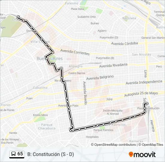 65 Colectivo Line Map