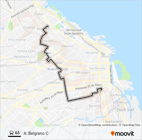 65 Colectivo Line Map