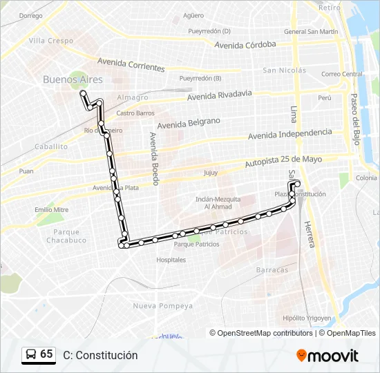 65 Colectivo Line Map