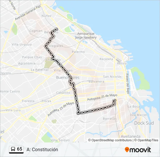 65 Colectivo Line Map