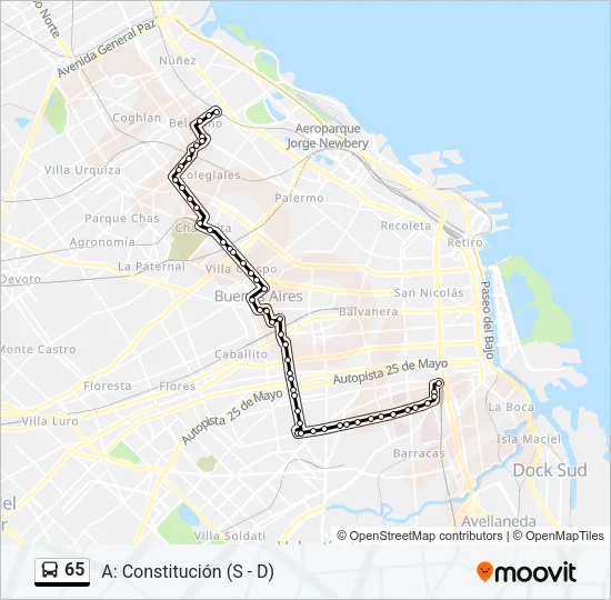 65 Colectivo Line Map