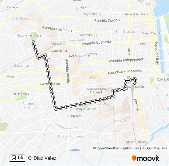 65 Colectivo Line Map