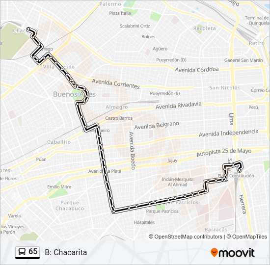 Mapa de 65 de Colectivo