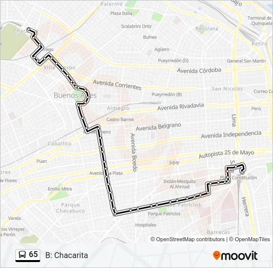 65 Colectivo Line Map