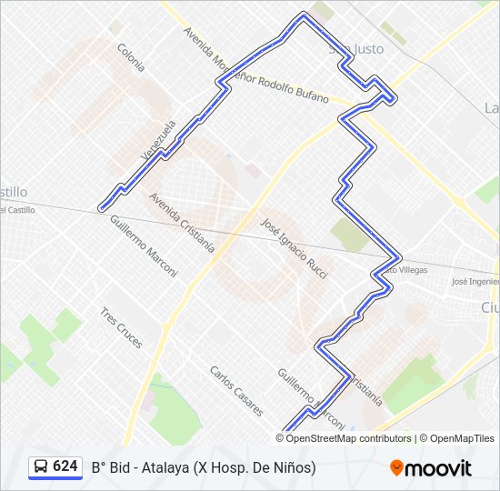 Mapa de 624 de Colectivo