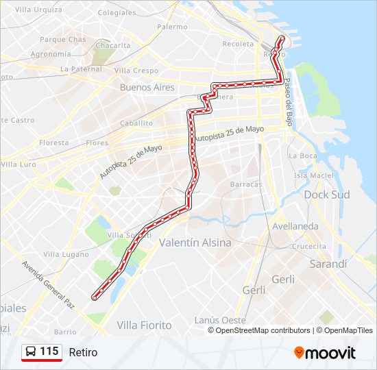 115 Colectivo Line Map