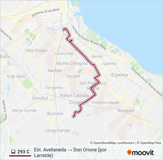293 C Colectivo Line Map
