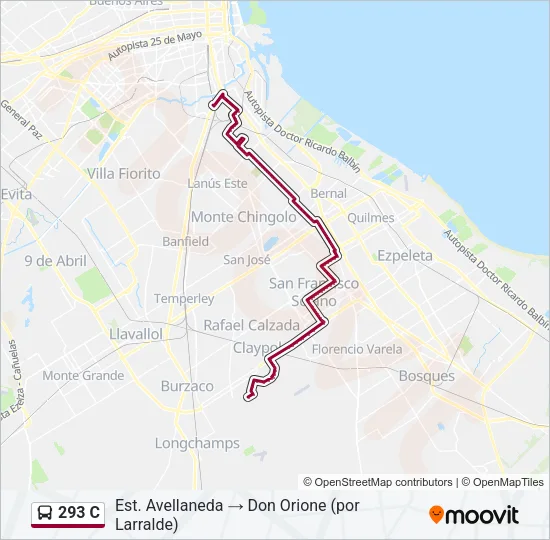 293 C Colectivo Line Map
