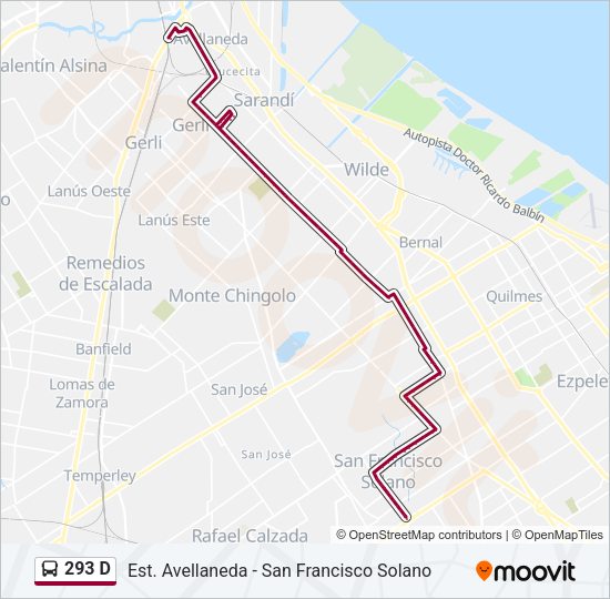 Mapa de 293 D de Colectivo
