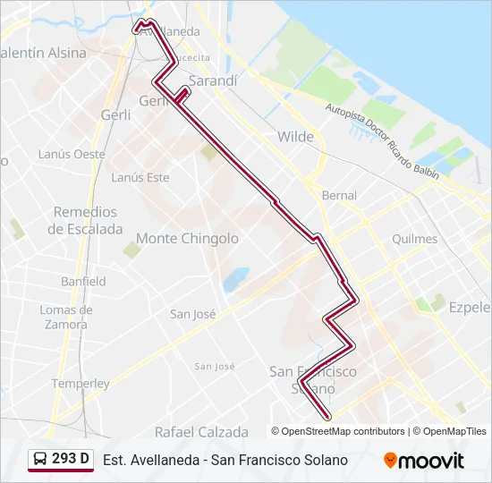 293 D Colectivo Line Map