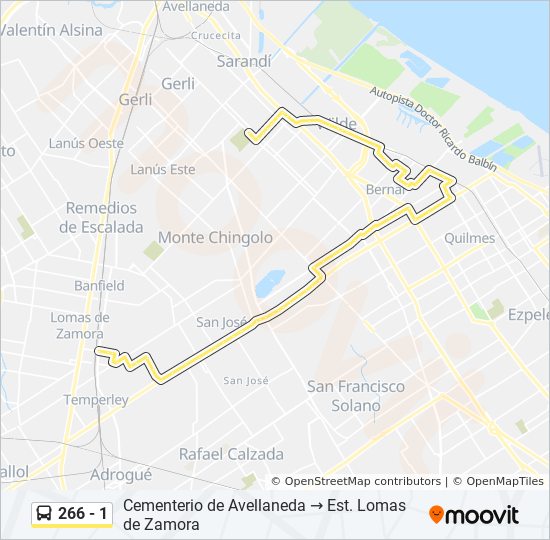 Mapa de 266 - 1 de Colectivo