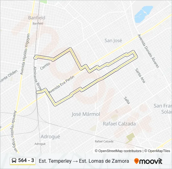 564 - 3 Colectivo Line Map
