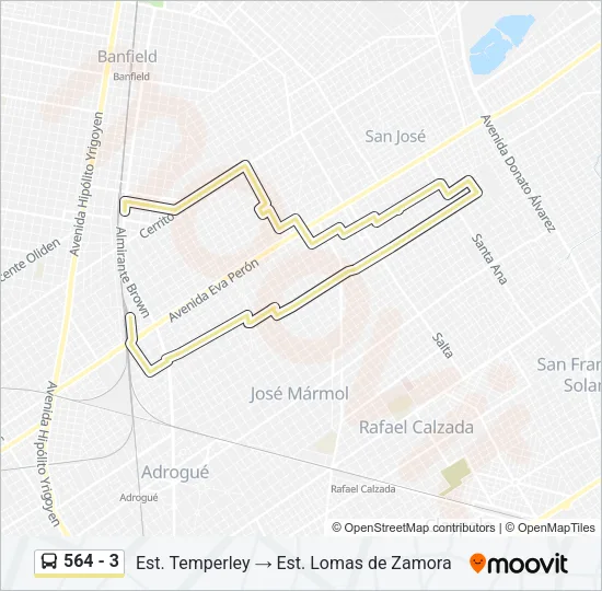 564 - 3 Colectivo Line Map