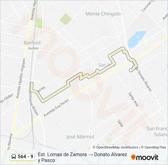564 - 9 Colectivo Line Map