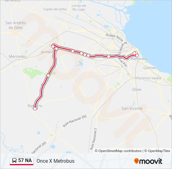 Ruta 57 na horarios, paradas y mapas Once X Metrobus (Actualizado)