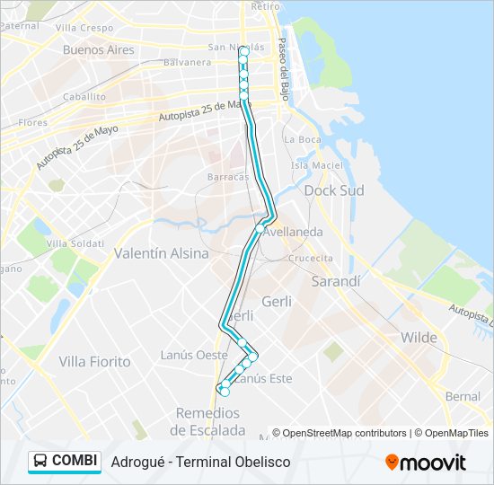 Mapa de COMBI de Colectivo