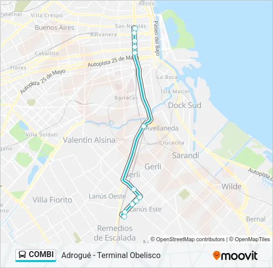 COMBI Colectivo Line Map