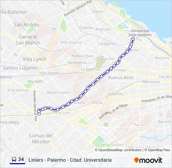 34 Colectivo Line Map