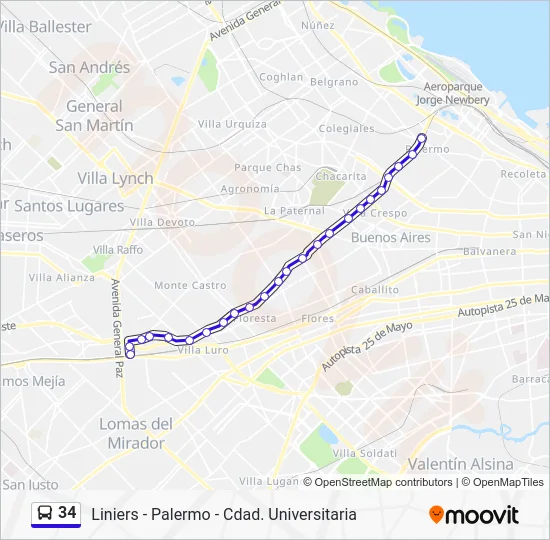 34 Colectivo Line Map
