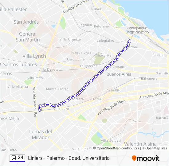 34 Colectivo Line Map