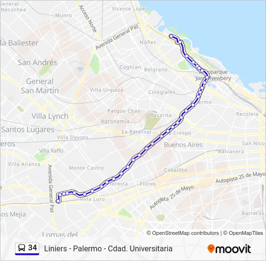 34 Colectivo Line Map