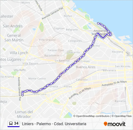 34 Colectivo Line Map