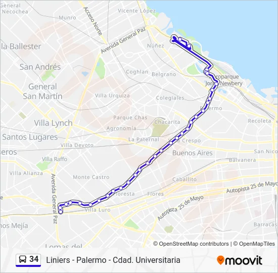 34 Colectivo Line Map