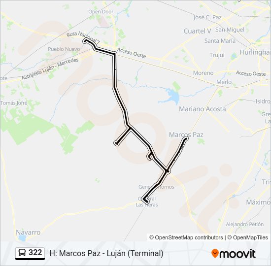 Mapa de 322 de Colectivo