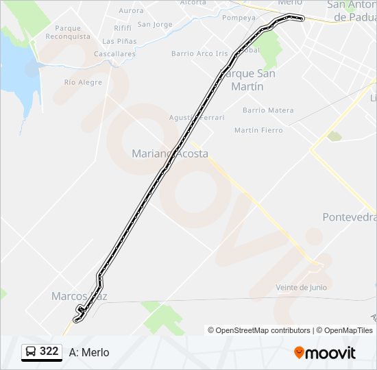 Mapa de 322 de Colectivo