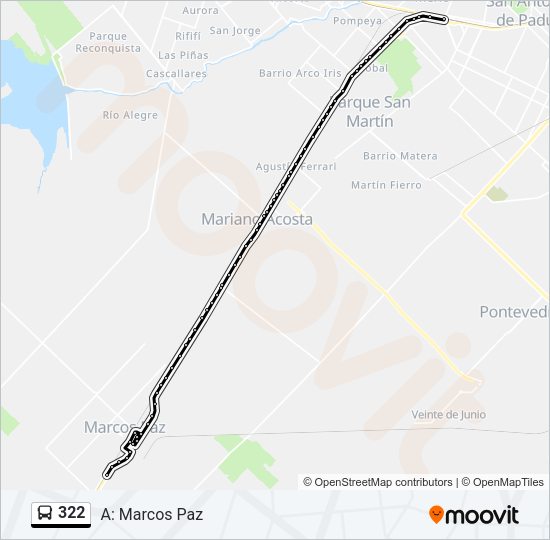 Mapa de 322 de Colectivo