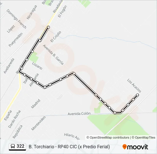 322 Colectivo Line Map