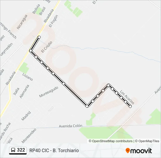 322 Colectivo Line Map
