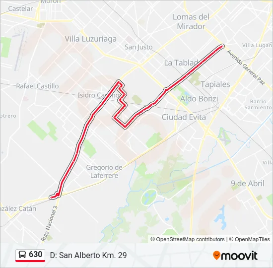 630 Colectivo Line Map