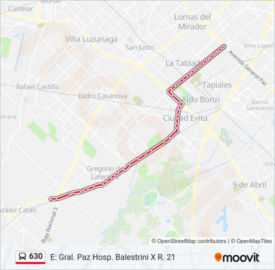 Mapa de 630 de Colectivo