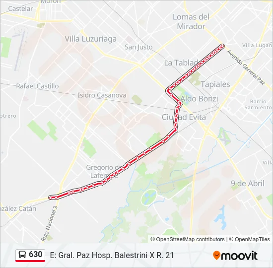 630 Colectivo Line Map