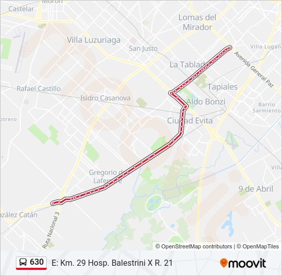 Mapa de 630 de Colectivo
