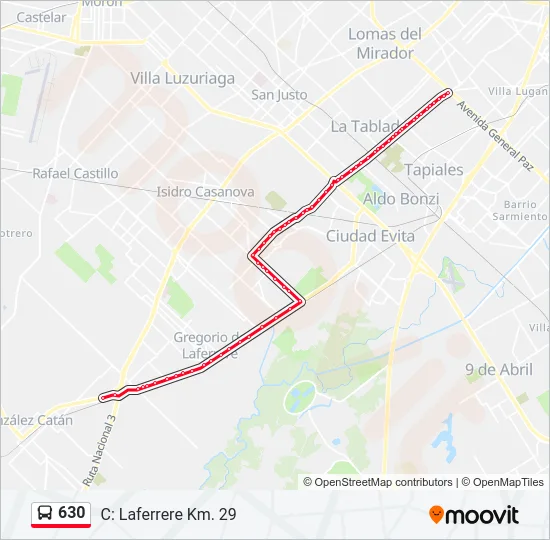 630 Colectivo Line Map